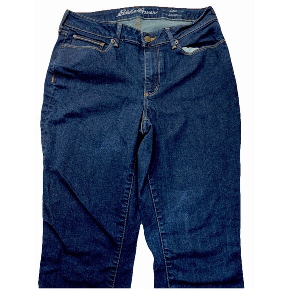 Eddie Bauer Jeans Women’s 8 Tall Curvy Straight Leg Dark Wash Denim Mid Rise - Picture 2 of 11